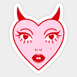 Diabla Heart Pink Face Sticker